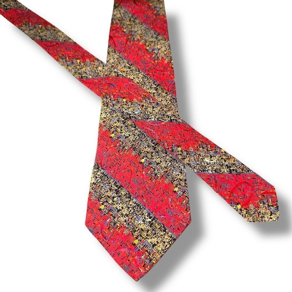 Brioni Abstract Striped Handmade in Italy of 100% Silk Neck Tie